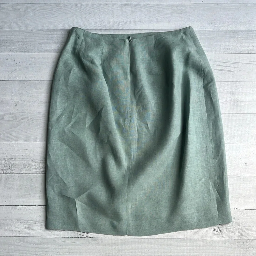 Vintage Turquoise Linen Pencil Skirt Size 6